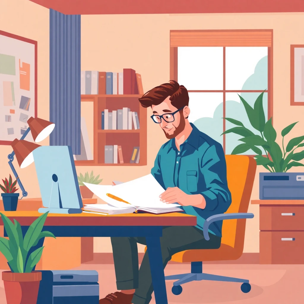 Teacher working from home