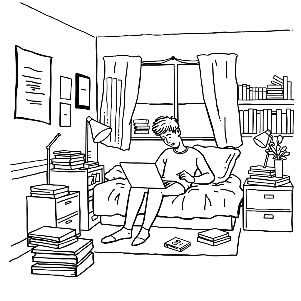 Student reviewing credit card offers