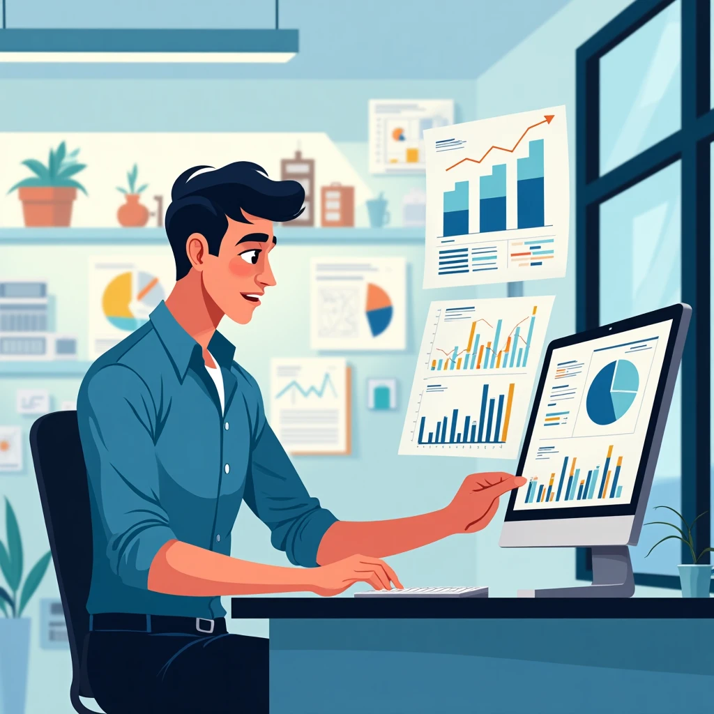 Professional analyzing data