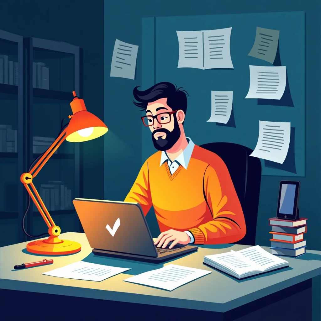 Teacher working late