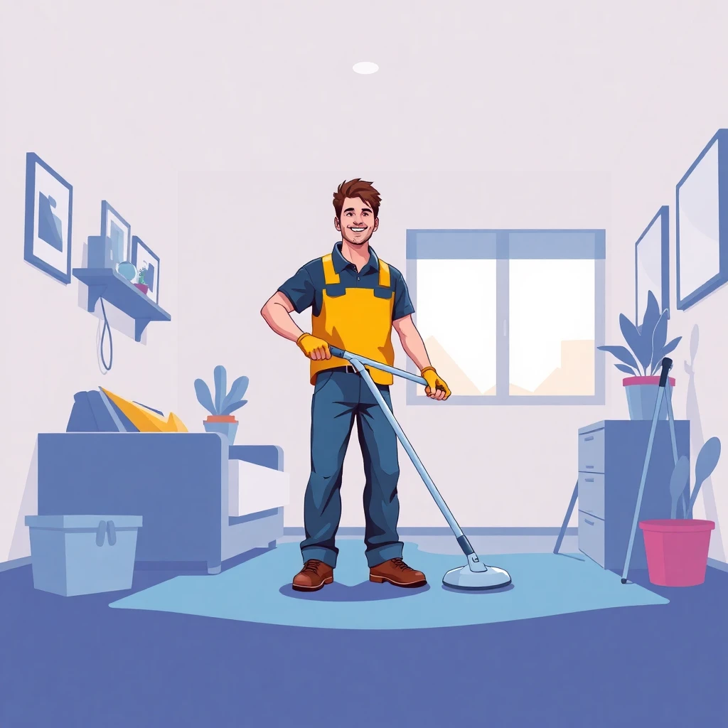 Trabajador de limpieza satisfecho