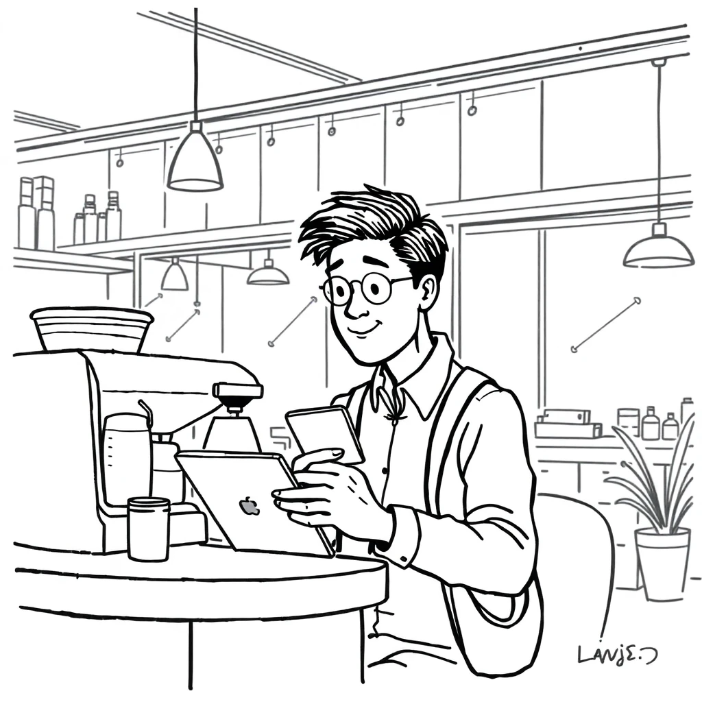 Usando tarjeta de crédito en un café