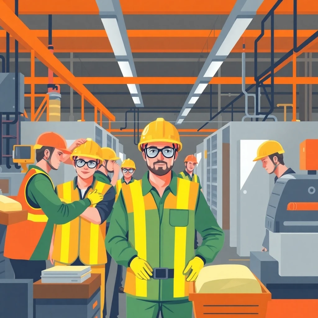 Teamwork in a manufacturing plant