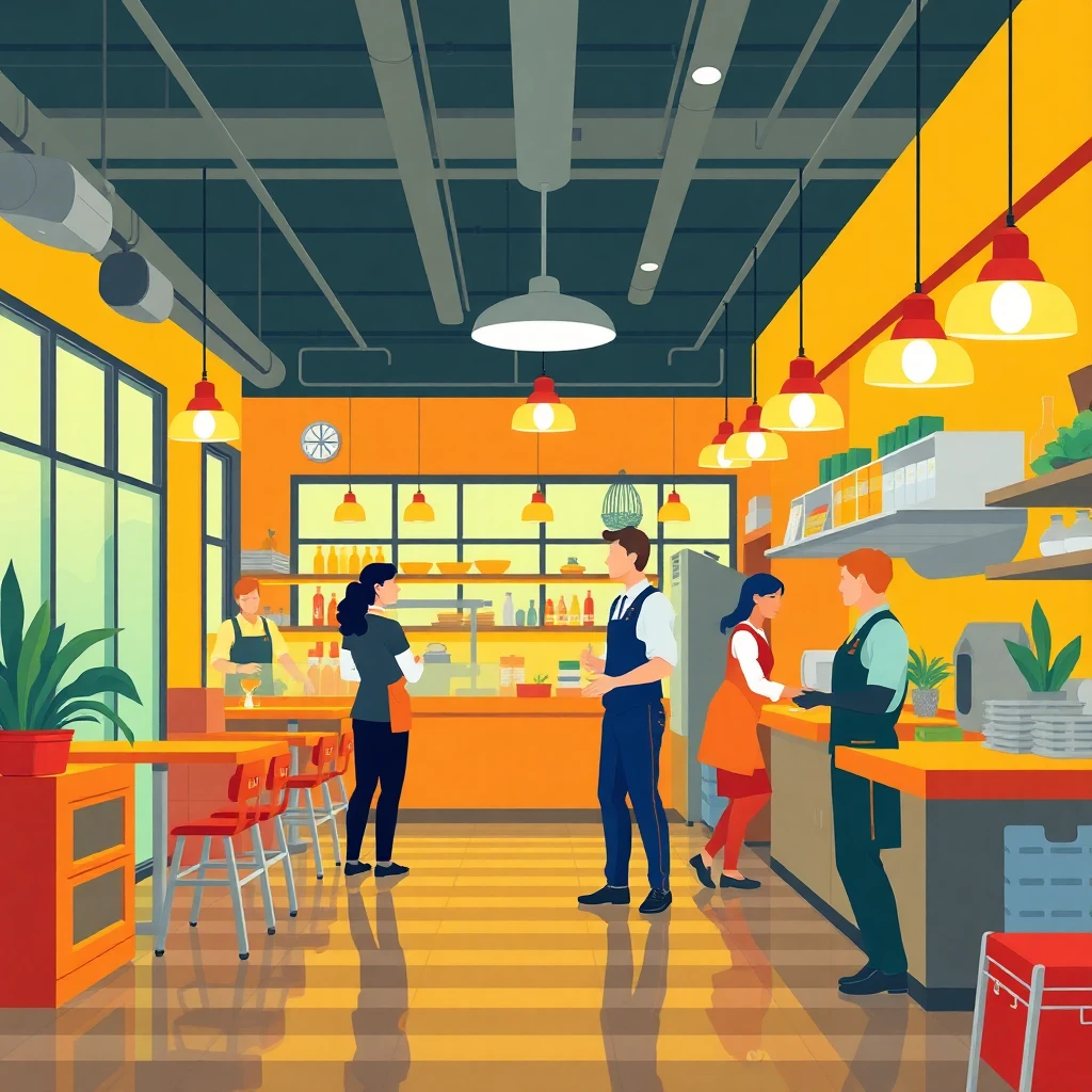 Busy restaurant interior