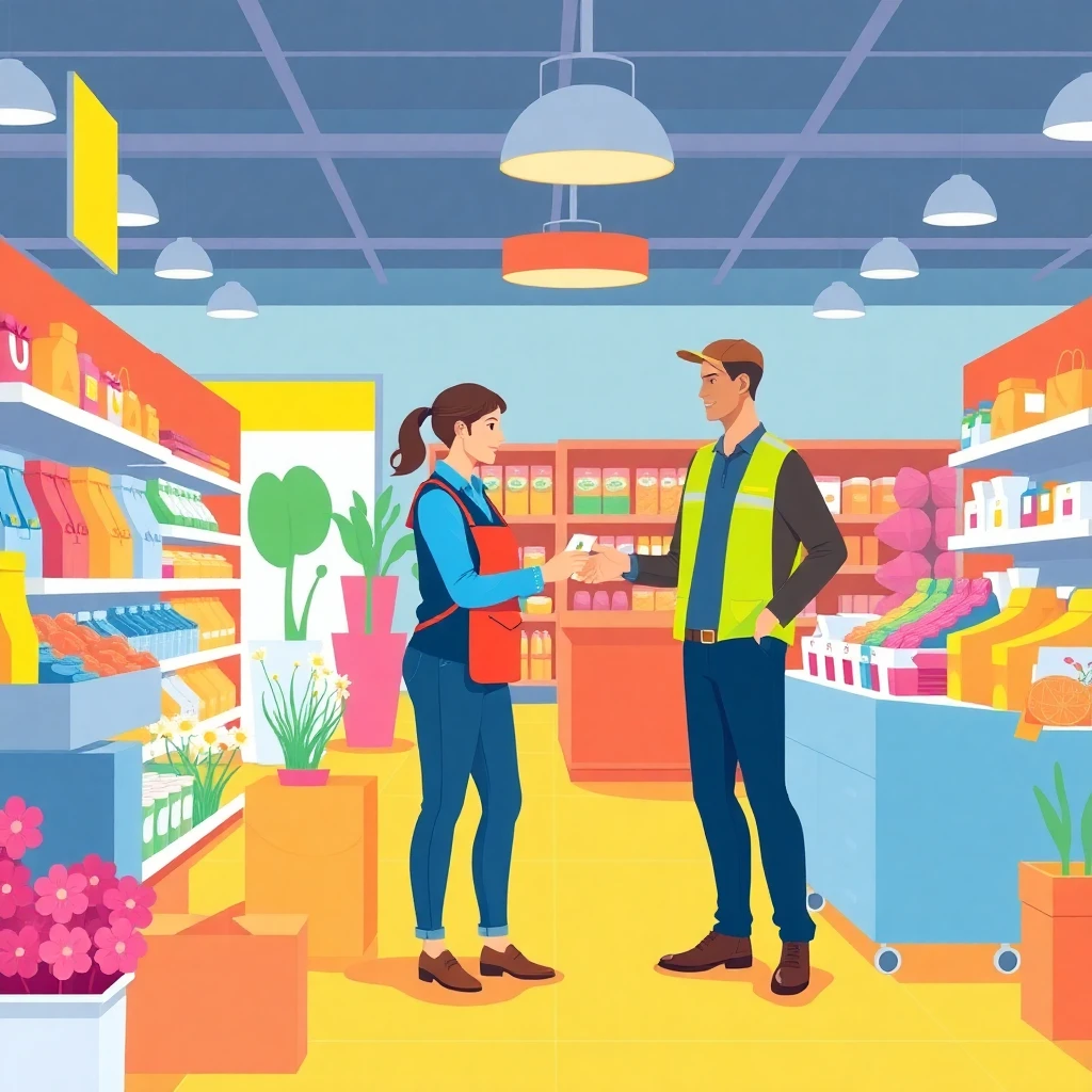 Retail worker in a vibrant store