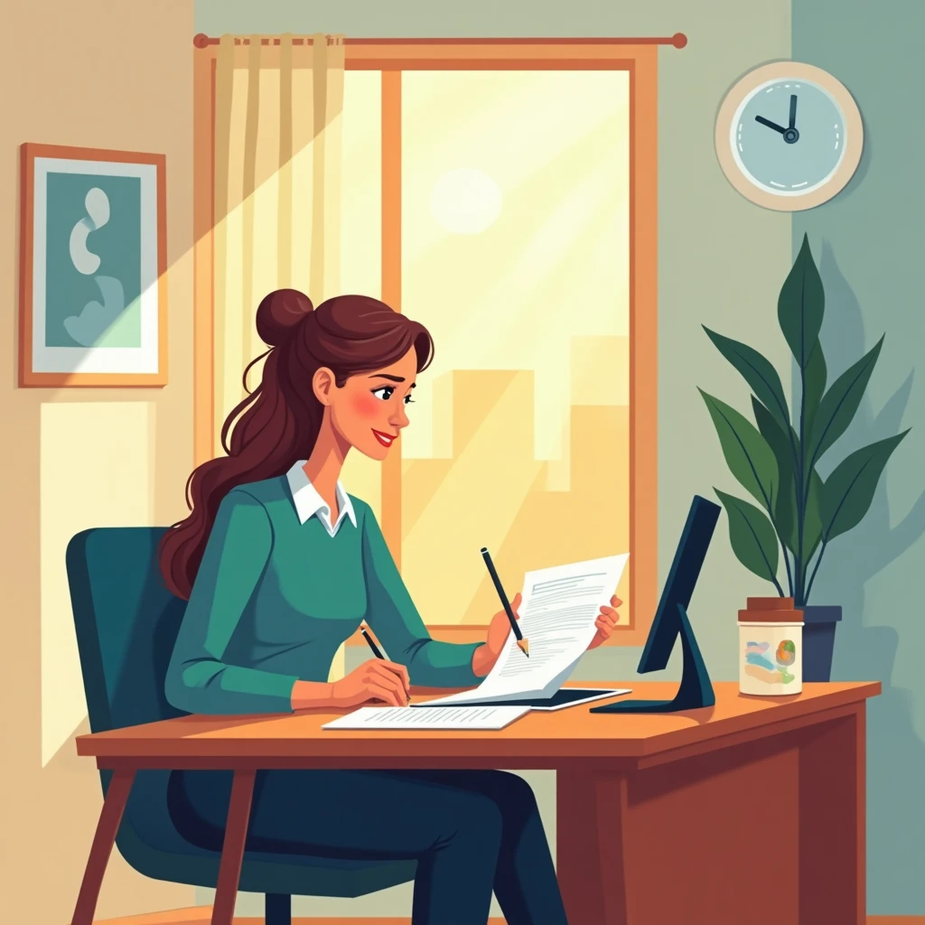 Teacher preparing for class