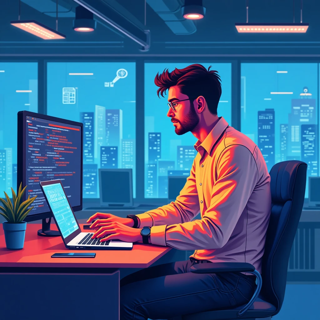 Cybersecurity professional at work