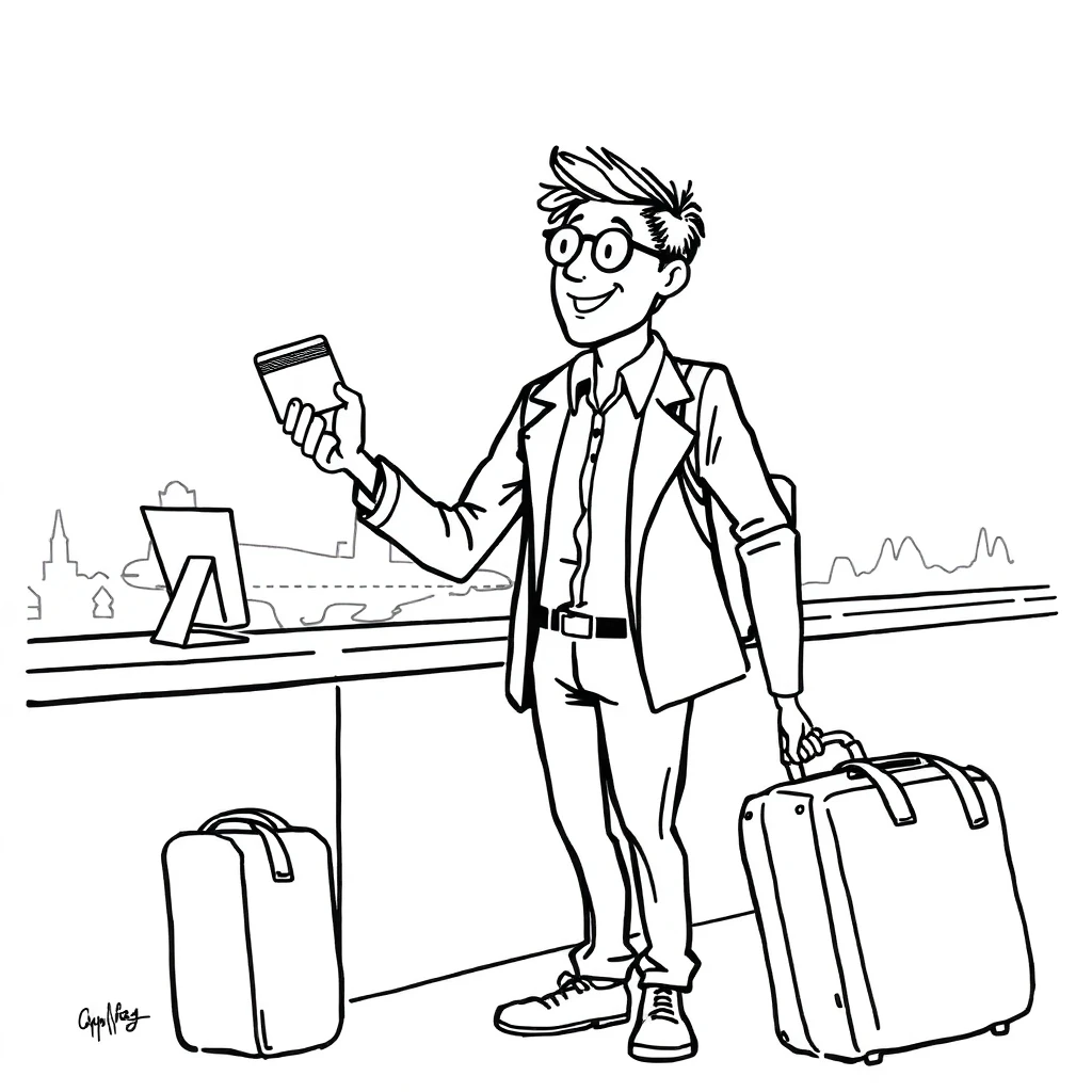 Traveler at airport check-in