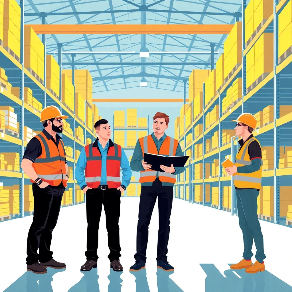 Warehouse supervisors strategizing