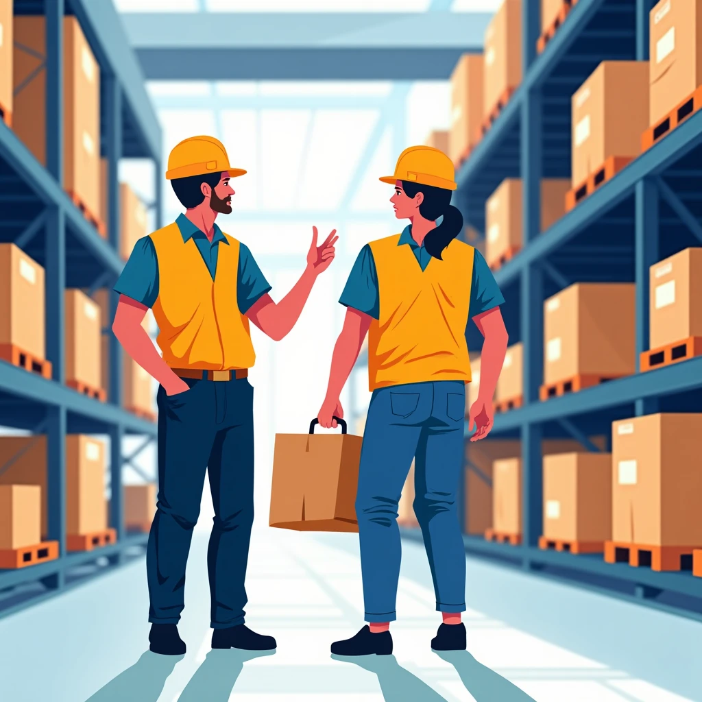 Warehouse supervisor leading a team